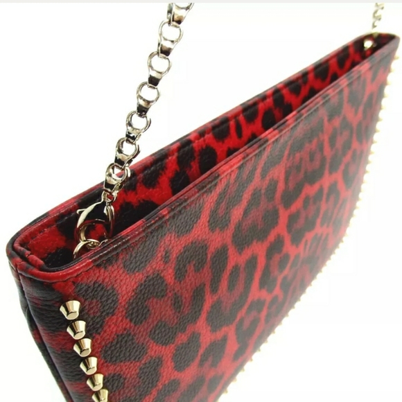 CHRISTIAN LOUBOUTIN RED LEOPARD 2WAY CLUCH BAG - Picture 4 of 8